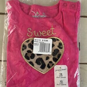 Girls 12 month short sleeve shirt 👚 Sweet Cheetah 🐆 Heart ♥️